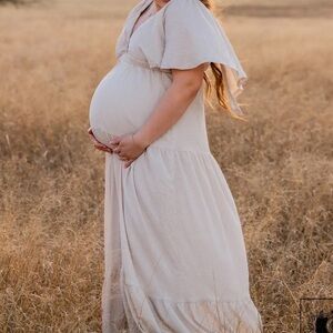 Elegant Cream Maternity Dress